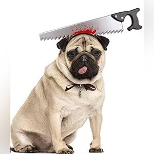 Funny Dog Halloween Costume with Saw Headband, Size Small/Medium